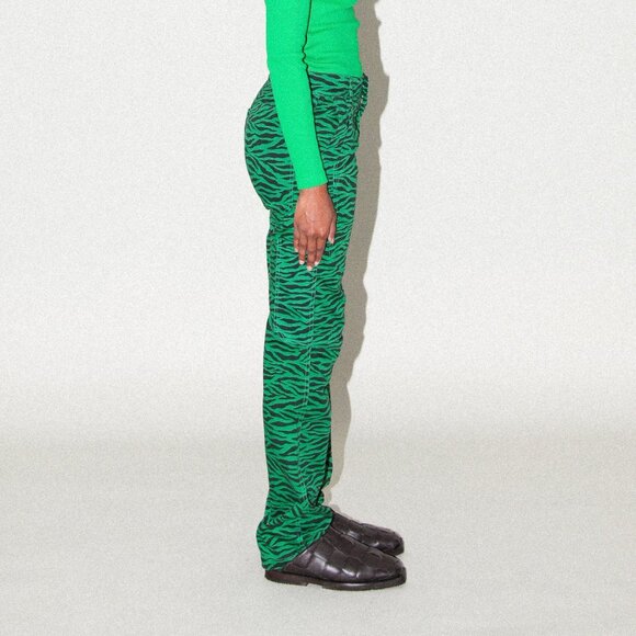 KkCo Slit Carpenter Pant in Green Zebra - Picture 3 of 5